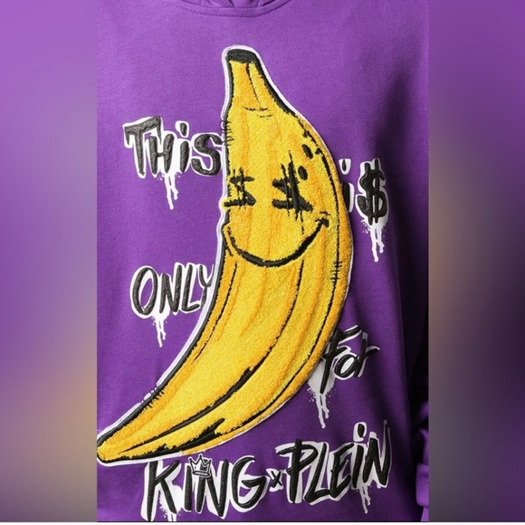 Philipp Plein Purple Hoodie with Raised Banana Applique - Picture 3 of 9